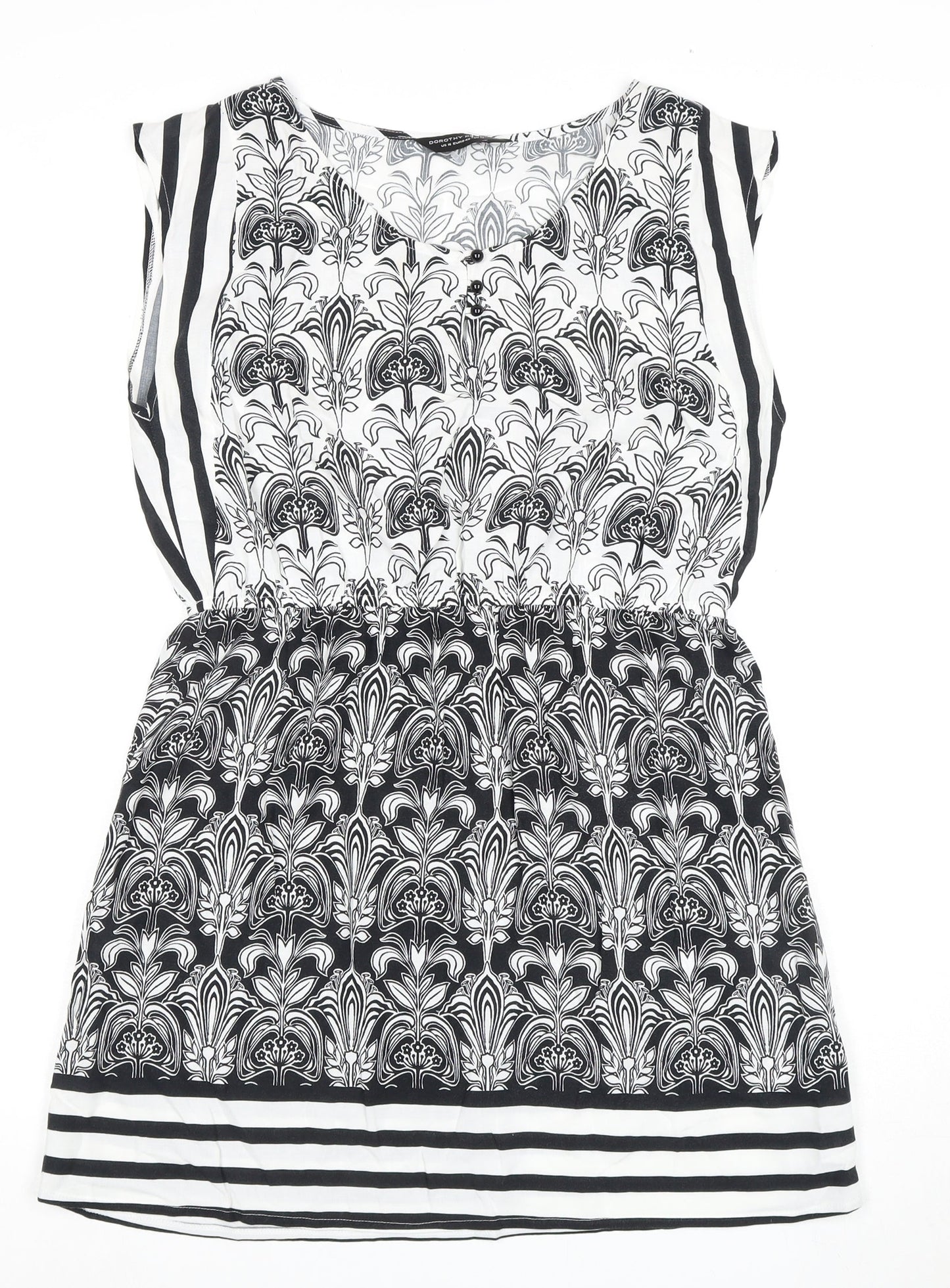 Dorothy Perkins Women's Black White Floral Shift Dress Size 14