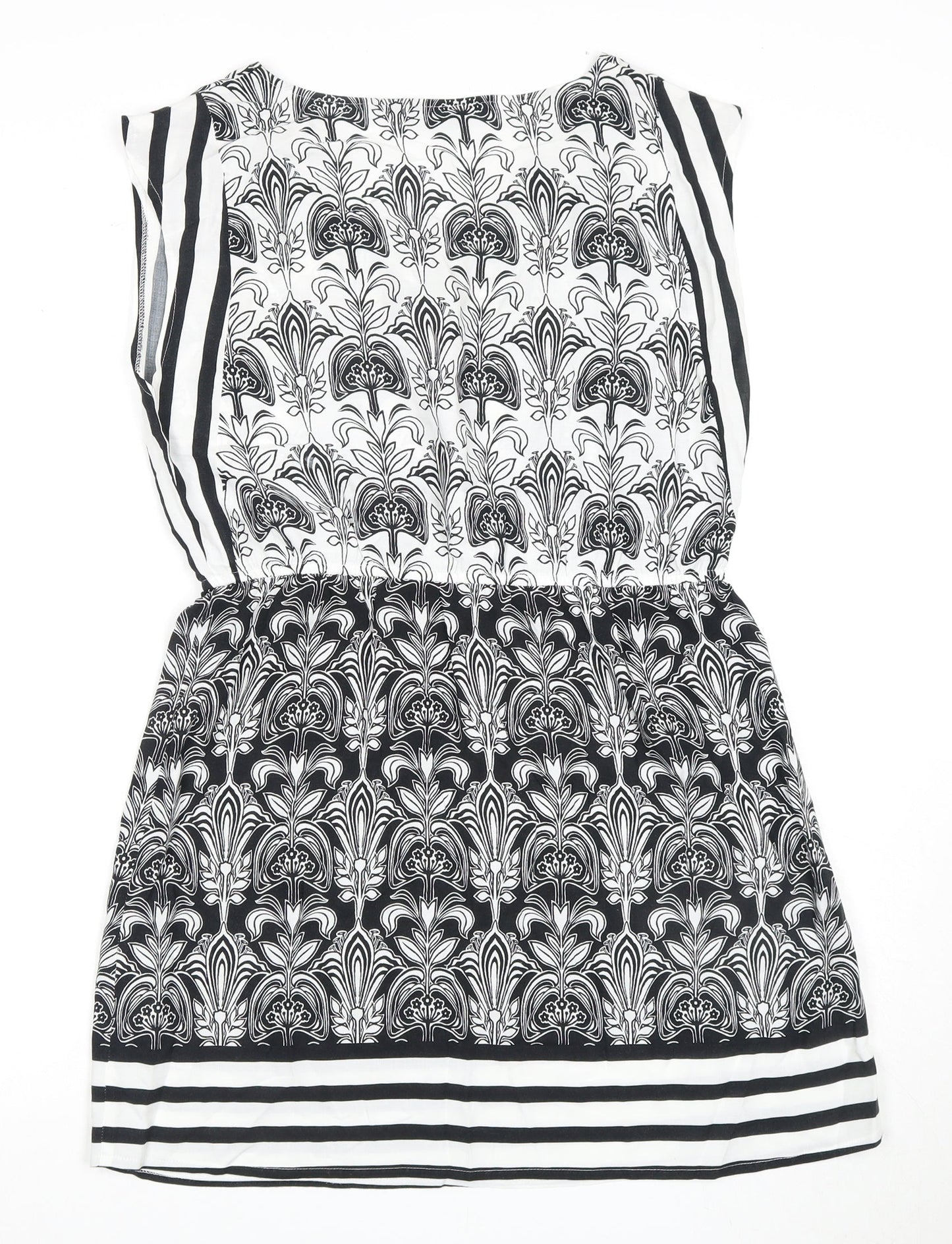 Dorothy Perkins Women's Black White Floral Shift Dress Size 14