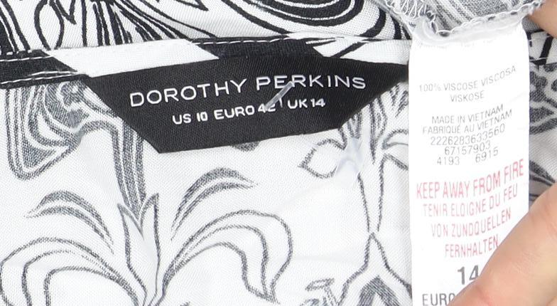 Dorothy Perkins Women's Black White Floral Shift Dress Size 14