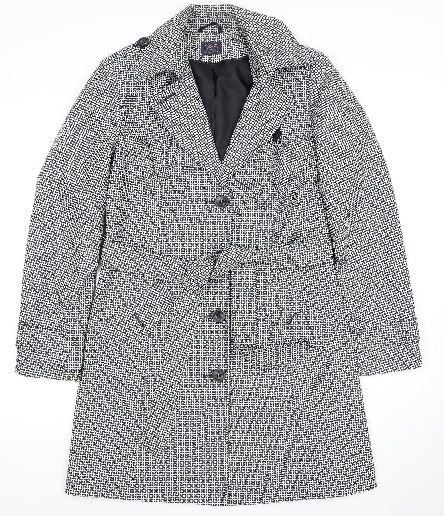 Womens UK Size 10 Marks and Spencer Black Trench Coat