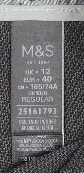 Womens UK Size 12 Marks and Spencer Regular Fit  Grey Trousers