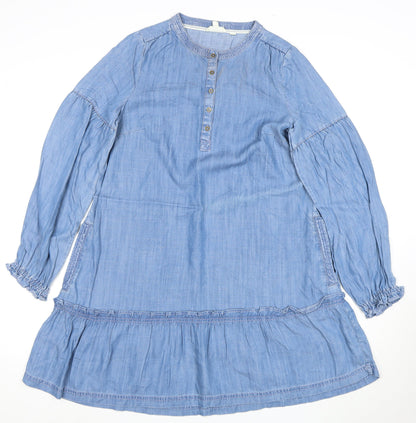 Fat Face Women's Blue Long Sleeve Chambray Dress 8