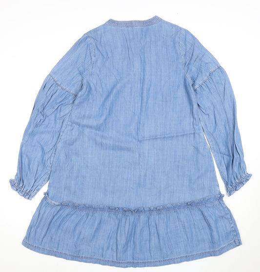 Fat Face Women's Blue Long Sleeve Chambray Dress 8
