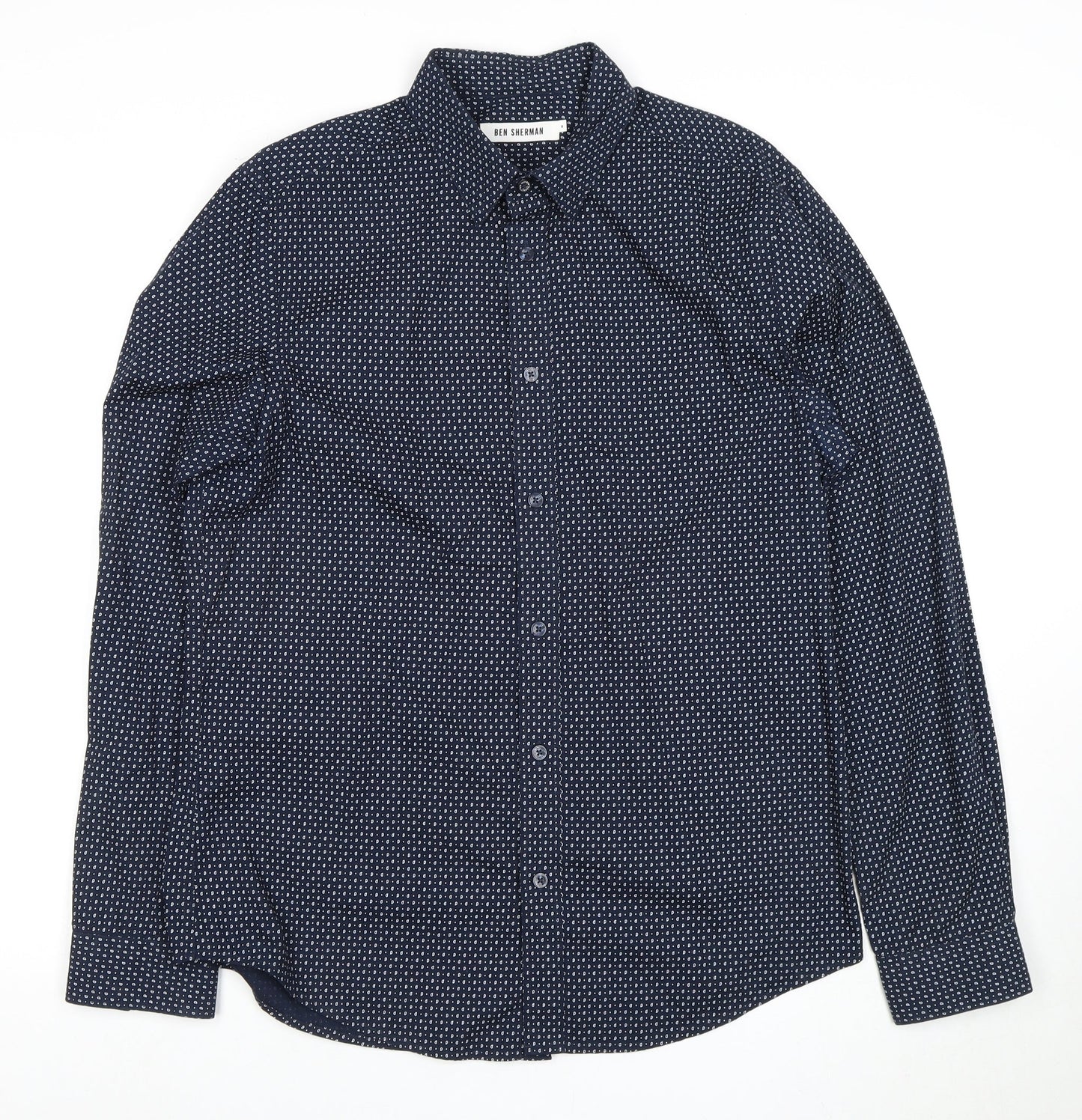 Ben Sherman Men's Blue Geometric Button-Up Shirt M