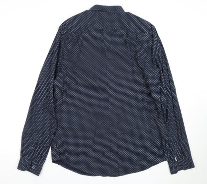 Ben Sherman Men's Blue Geometric Button-Up Shirt M