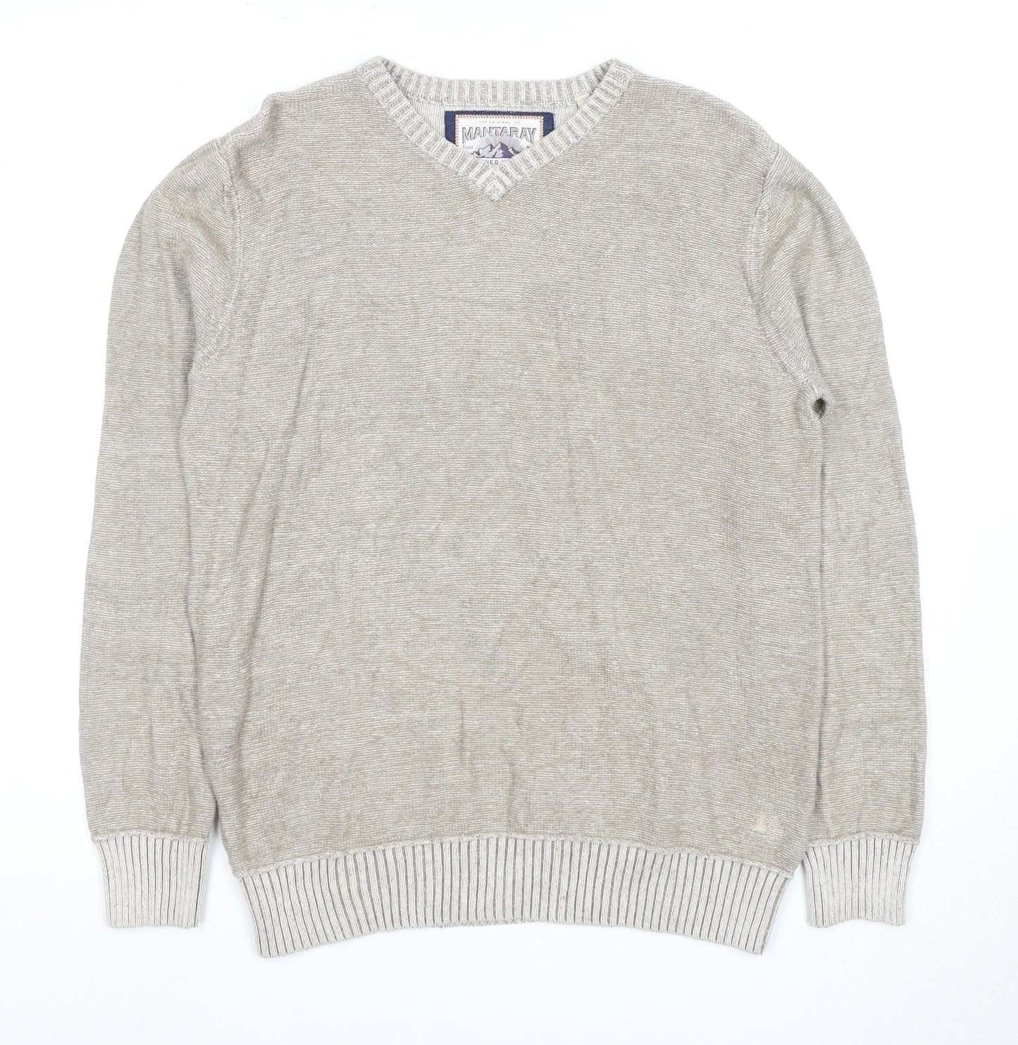 Mantaray Men's Beige V-Neck Pullover Jumper S