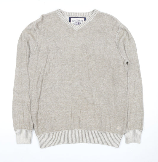 Mantaray Men's Beige V-Neck Pullover Jumper S