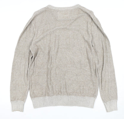 Mantaray Men's Beige V-Neck Pullover Jumper S