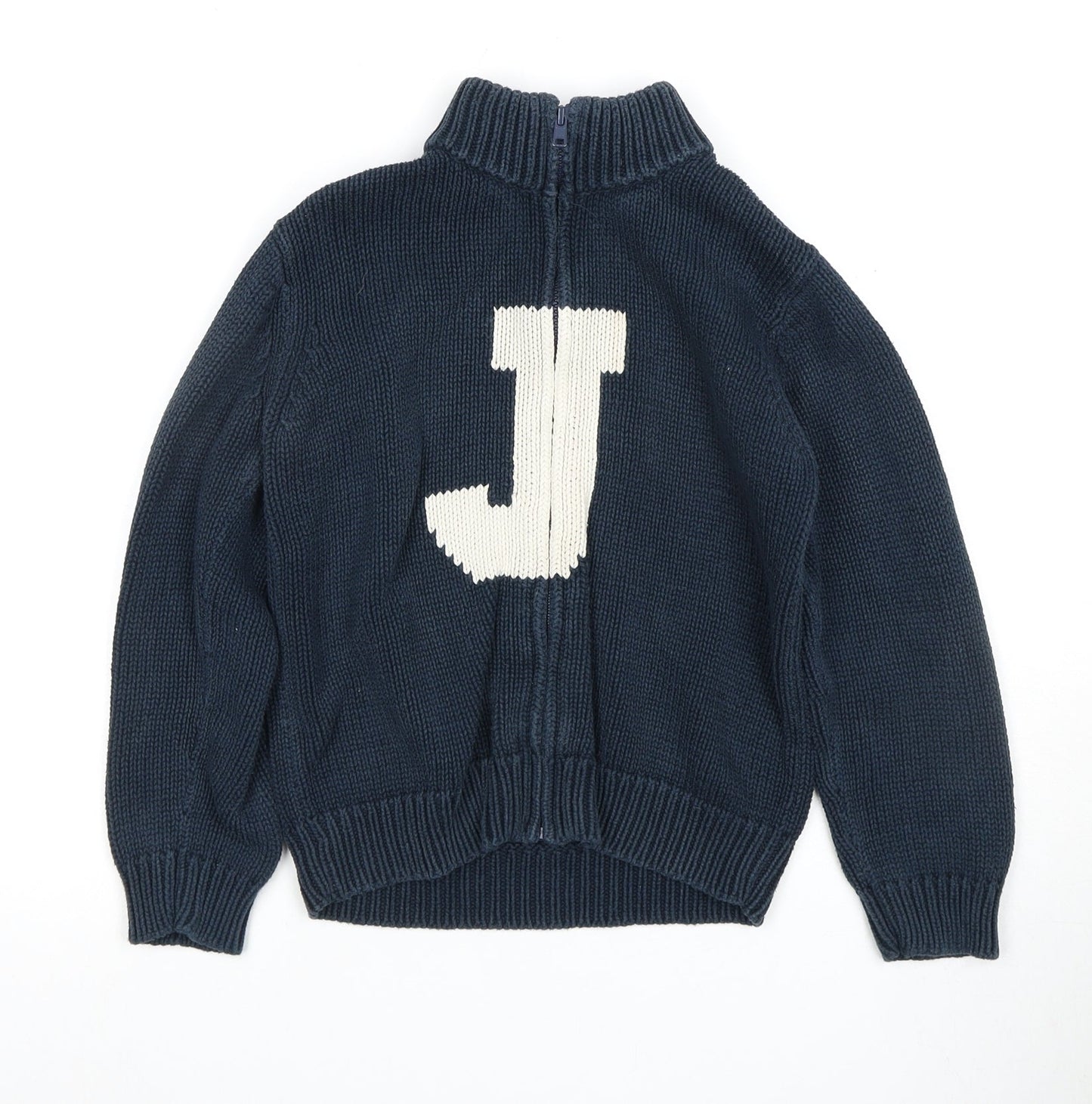 Jasper Conran Boys Blue Full Zip Jumper - 7 Years High Neck