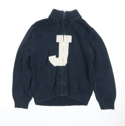 Jasper Conran Boys Blue Full Zip Jumper - 7 Years High Neck