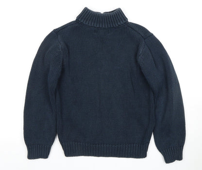 Jasper Conran Boys Blue Full Zip Jumper - 7 Years High Neck