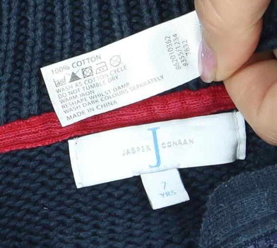 Jasper Conran Boys Blue Full Zip Jumper - 7 Years High Neck