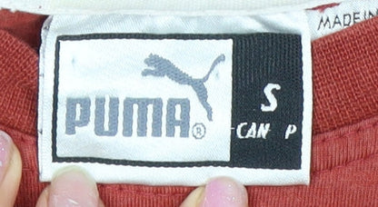 Puma Women's Red Cropped T-Shirt S Crew Neck