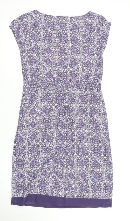 White Stuff Women's Purple Geometric Shift Dress Size 8