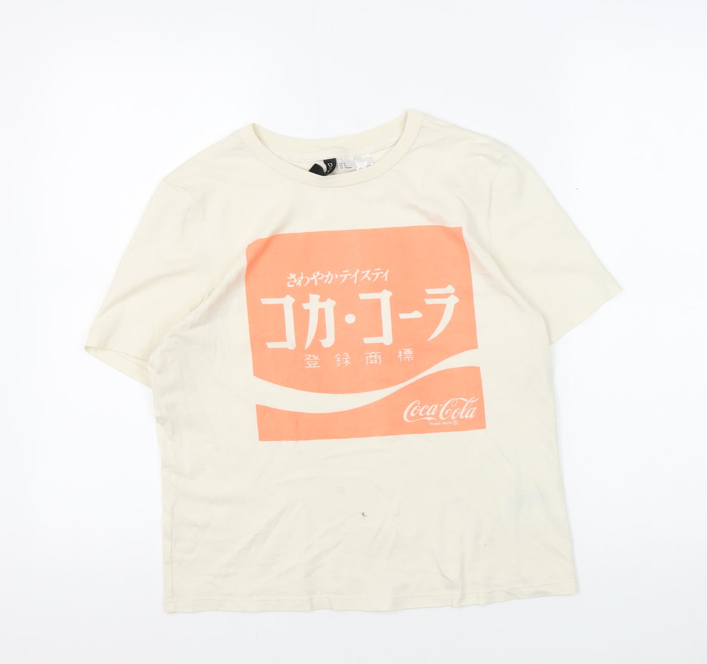 Unisex Adults UK Size XS H&M Ivory Basic T-Shirt