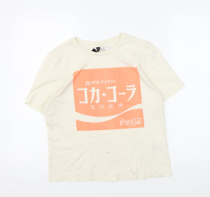 Unisex Adults UK Size XS H&M Ivory Basic T-Shirt