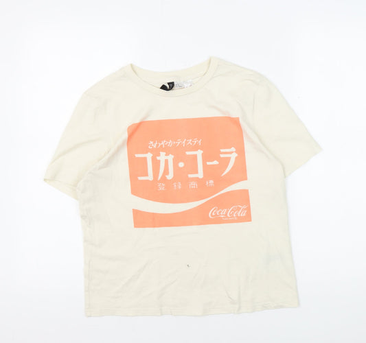 Unisex Adults UK Size XS H&M Ivory Basic T-Shirt