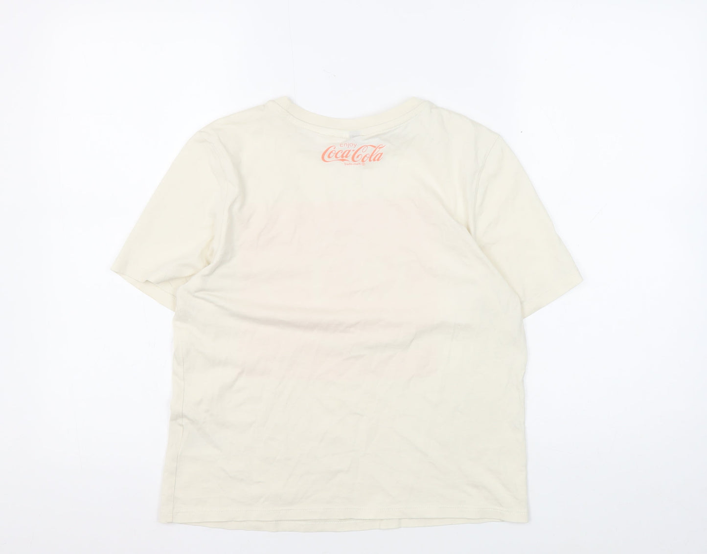 Unisex Adults UK Size XS H&M Ivory Basic T-Shirt