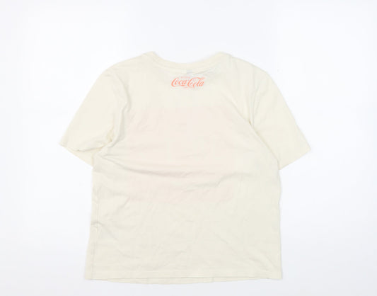 Unisex Adults UK Size XS H&M Ivory Basic T-Shirt