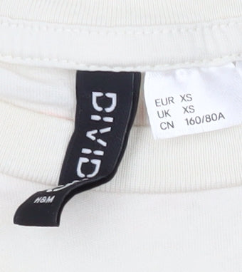 Unisex Adults UK Size XS H&M Ivory Basic T-Shirt