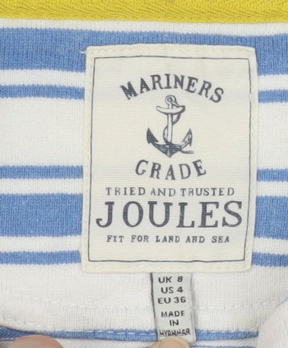 Joules Women's Blue Striped Boat Neck T-Shirt Size 8