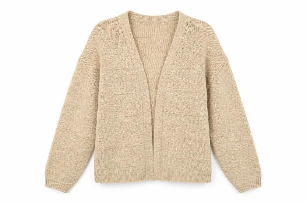 Jacqueline de Yong Beige Cardigan XS Women V-Neck Knit