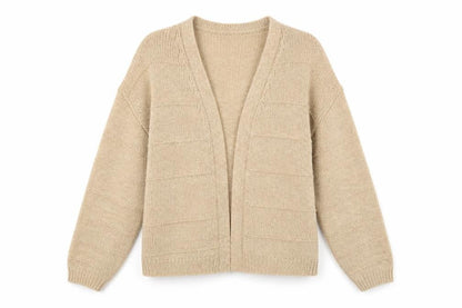 Jacqueline de Yong Beige Cardigan XS Women V-Neck Knit