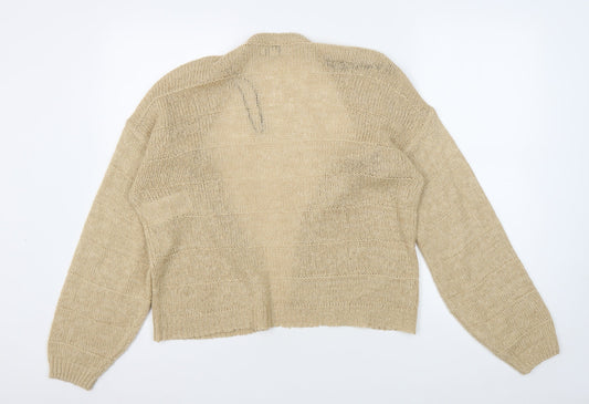 Jacqueline de Yong Beige Cardigan XS Women V-Neck Knit