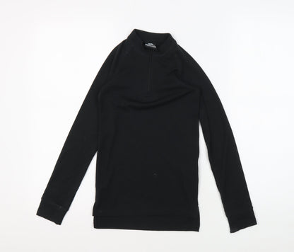 Trespass Boys Black Mock Neck Long Sleeve Pullover, 7-8 Years