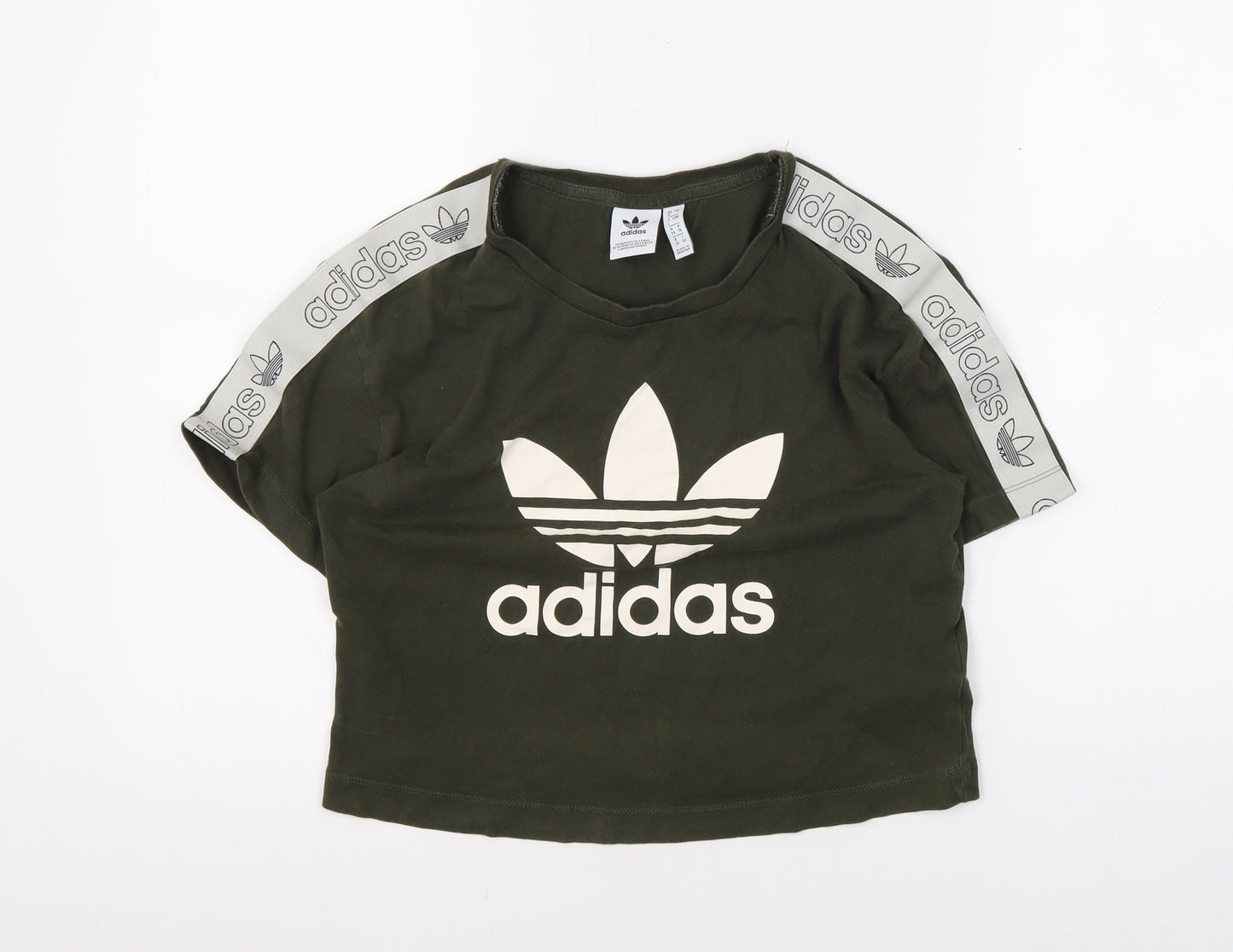 Adidas Women's Green Crop T-Shirt UK 8