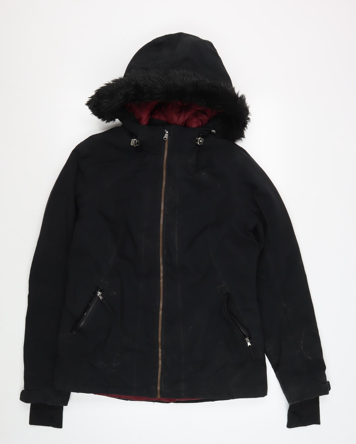 Womens UK Size S Crane Black Parka Coat