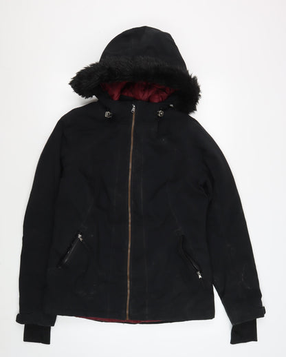 Womens UK Size S Crane Black Parka Coat
