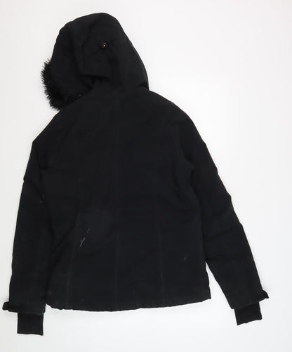 Womens UK Size S Crane Black Parka Coat