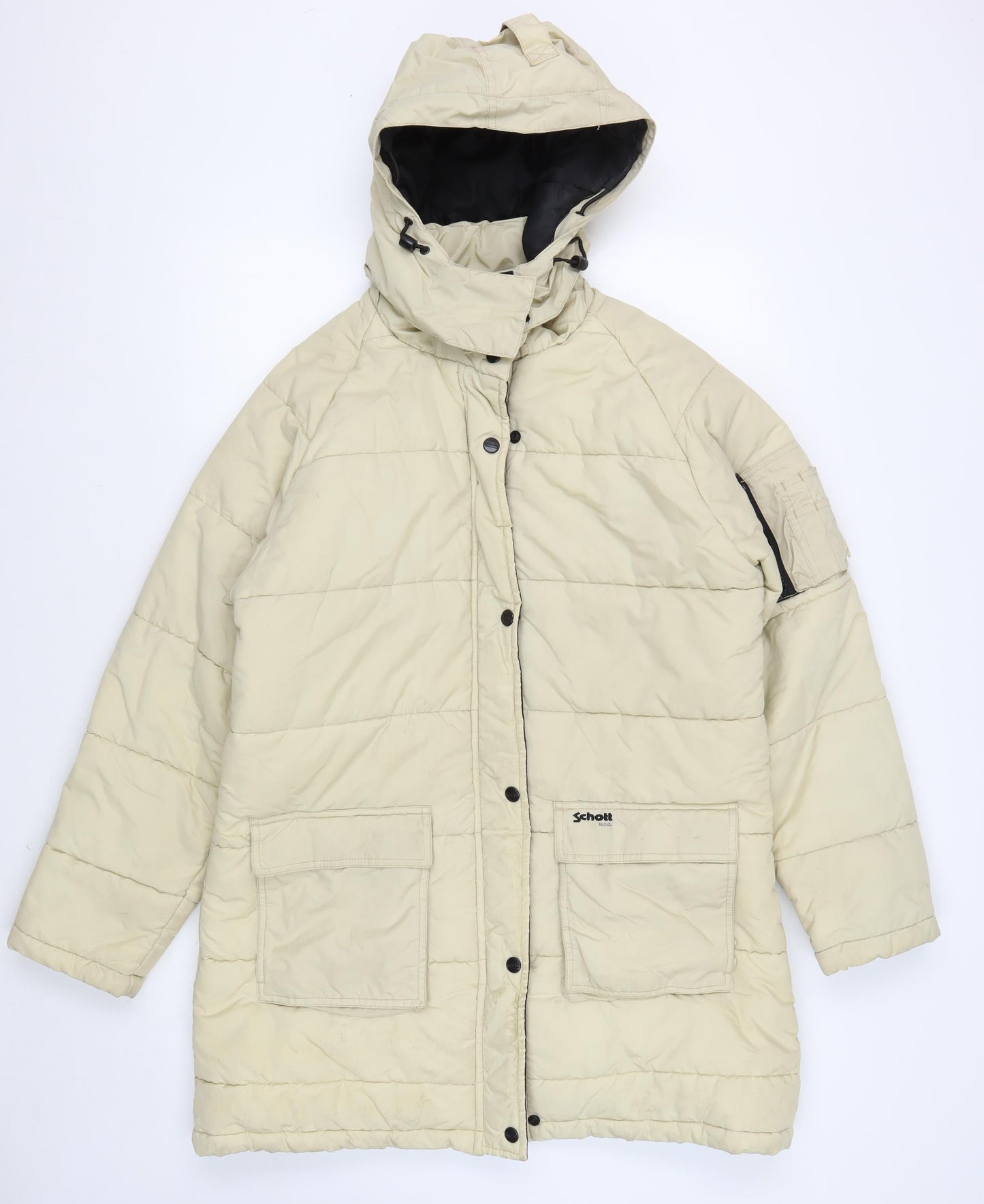 Mens UK Size L Schott NYC Beige Puffer Jacket