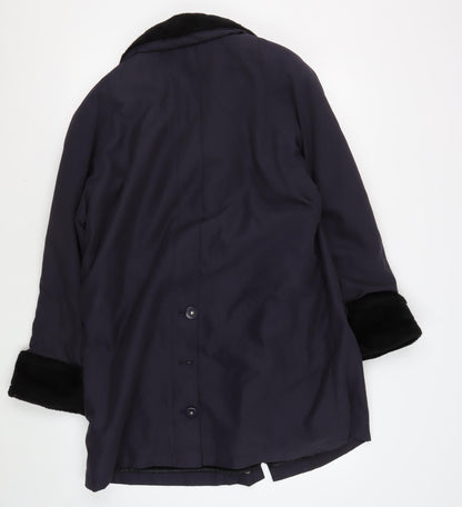 Nuage Women's Black Overcoat Size 12 with Fur Trim