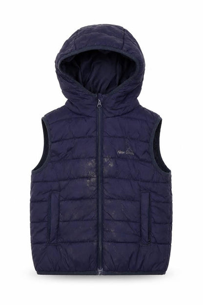 Front view of Peter Storm boys’ blue puffer jacket 5-6 years