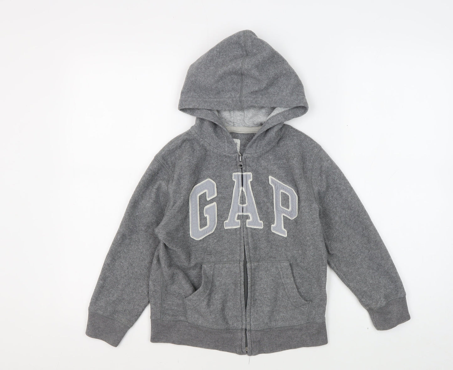 Gap Boys Grey Full Zip Hoodie with Logo, Size 6-7 Years