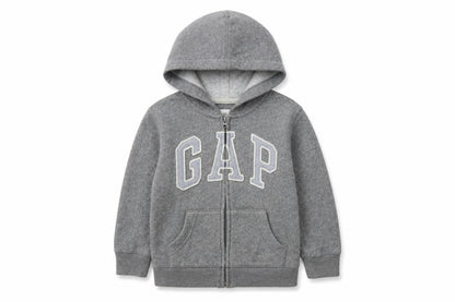 Gap Boys Grey Full Zip Hoodie with Logo, Size 6-7 Years