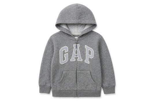 Gap Boys Grey Full Zip Hoodie with Logo, Size 6-7 Years
