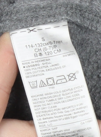 Gap Boys Grey Full Zip Hoodie with Logo, Size 6-7 Years