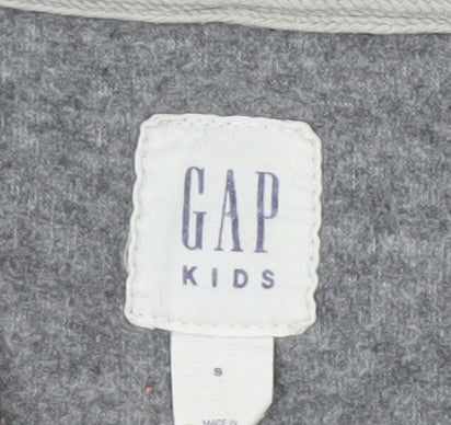 Gap Boys Grey Full Zip Hoodie with Logo, Size 6-7 Years