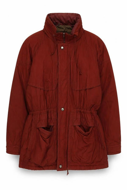 Front view of Stillwater Brown L Hooded Parka Coat unisex