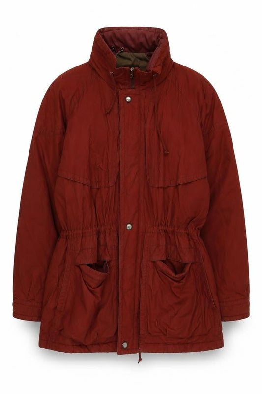 Front view of Stillwater Brown L Hooded Parka Coat unisex