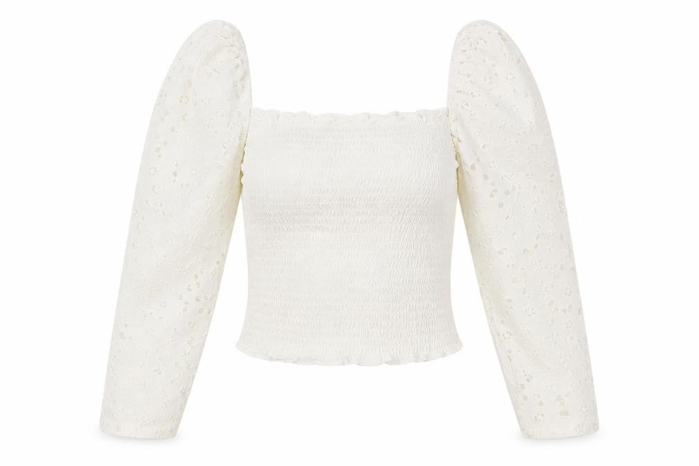 Womens UK Size 2XS Stradivarius White Cropped Blouse