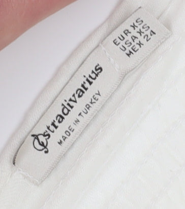Womens UK Size 2XS Stradivarius White Cropped Blouse