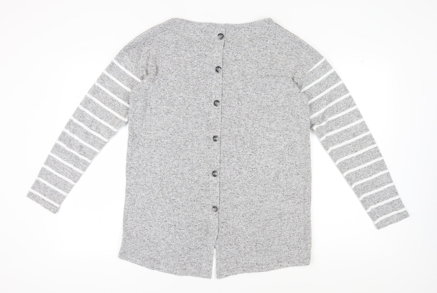 Next Women's Grey Striped Long Sleeve Blouse UK 14