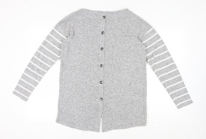 Next Women's Grey Striped Long Sleeve Blouse UK 14