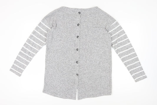 Next Women's Grey Striped Long Sleeve Blouse UK 14