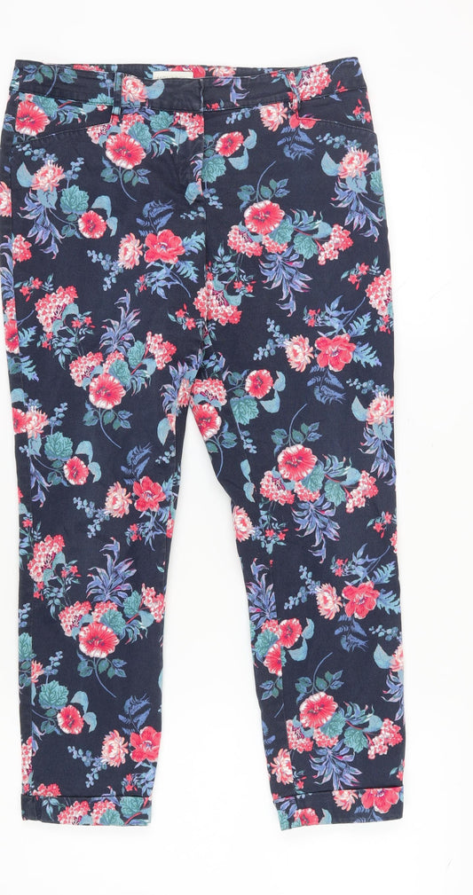 Monsoon Women's Multicoloured Floral Cropped Trousers Size 12