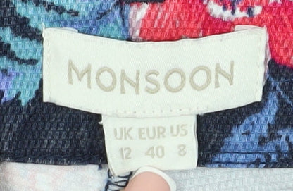 Monsoon Women's Multicoloured Floral Cropped Trousers Size 12